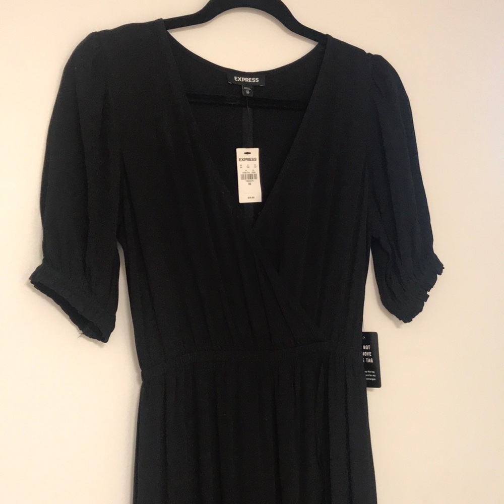 Express black high-low V neck dress